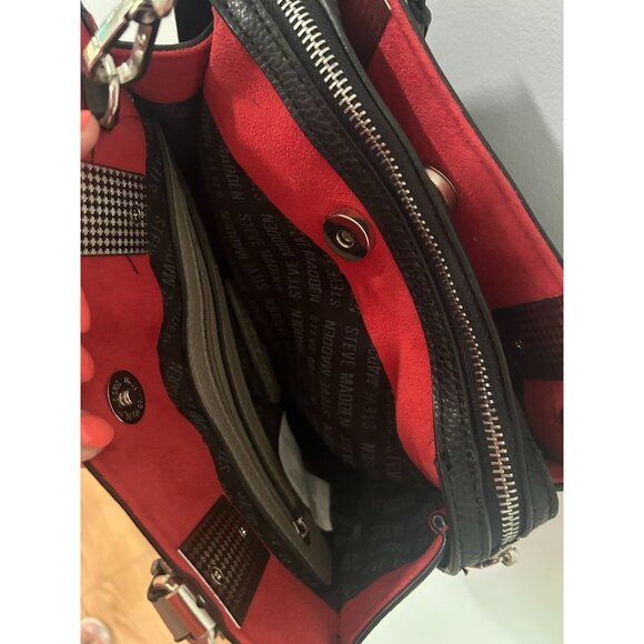 Steve Madden Crossbody Hand Bag Black Purse Classic Tote Medium Satchel EUC - Picture 4 of 7